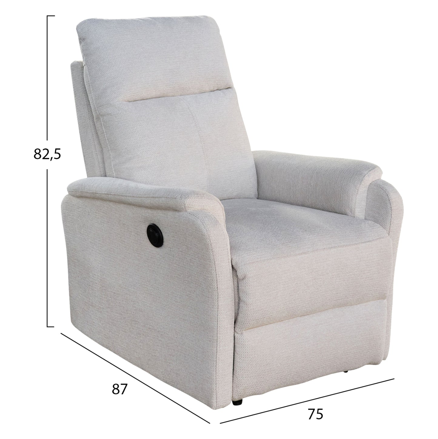 SET SOFA-RELAX ARMCHAIR SYNTHIA HM10735.01 BEIGE FABRIC--ELECTRIC RECLINE [L]