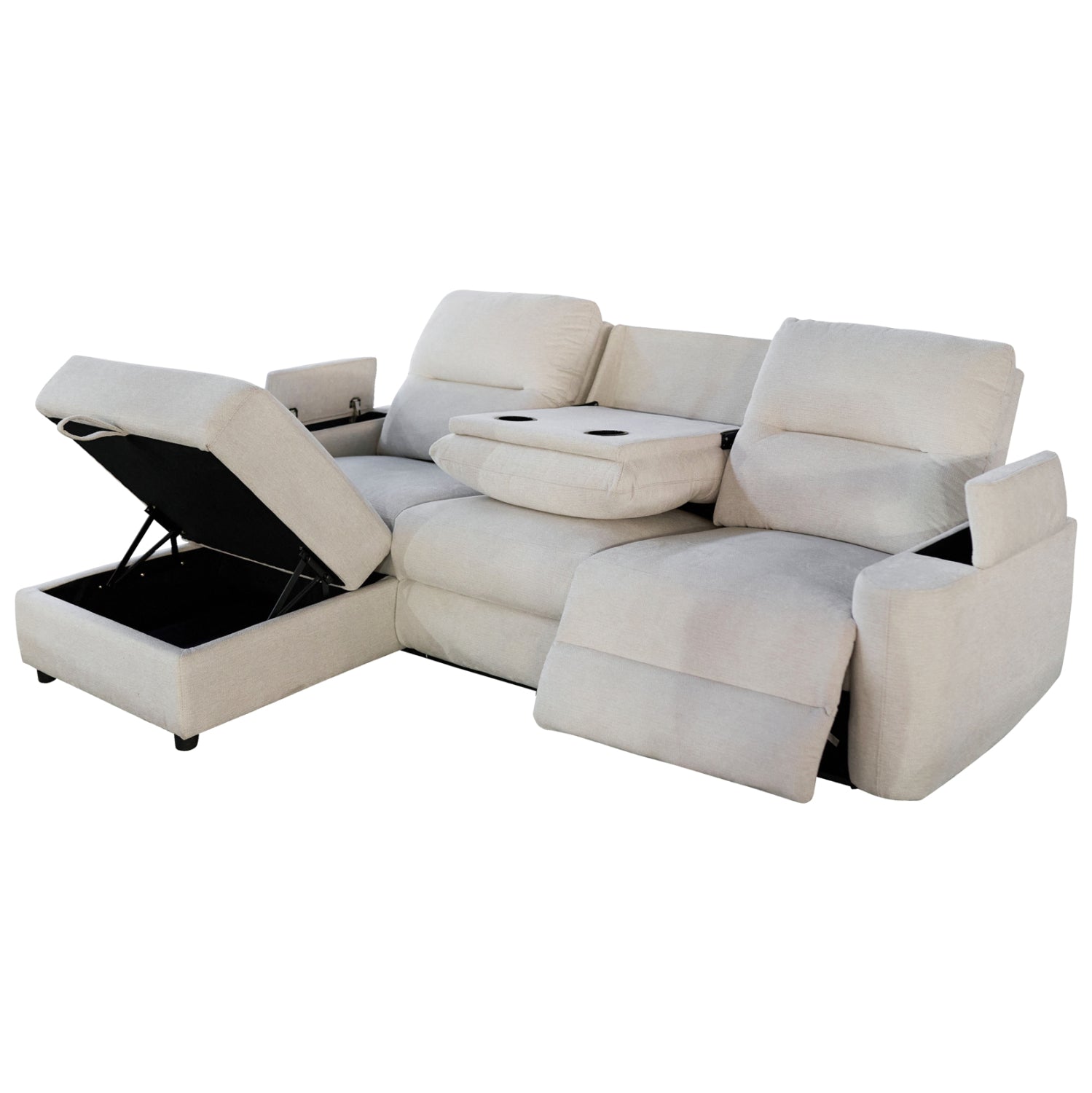 SET SOFA-RELAX ARMCHAIR SYNTHIA HM10735.01 BEIGE FABRIC--ELECTRIC RECLINE [L]