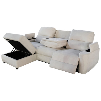 SET SOFA-RELAX ARMCHAIR SYNTHIA HM10735.01 BEIGE FABRIC--ELECTRIC RECLINE [L]