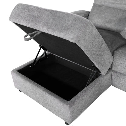 SET SOFA-RELAX ARMCHAIR SYNTHIA HM10735.03 GREY FABRIC--ELECTRIC RECLINE [L]