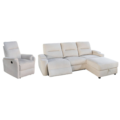 SET SOFA-RELAX ARMCHAIR SYNTHIA HM10736.01 BEIGE FABRIC--ELECTRIC RECLINE [R]