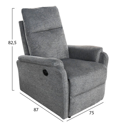 SET SOFA-RELAX ARMCHAIR SYNTHIA HM10736.03 GREY FABRIC--ELECTRIC RECLINE [R]