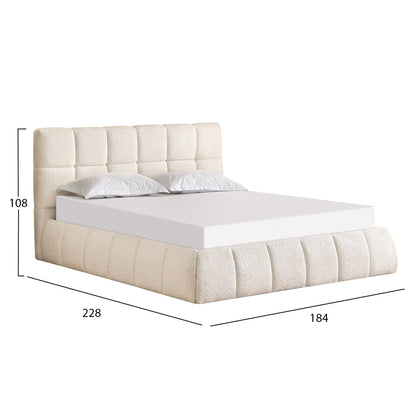 BEDROOM SET 3PCS EDDY HM10883.03 BOUCLE FABRIC IN BEIGE--MELAMINE IN SONAMA