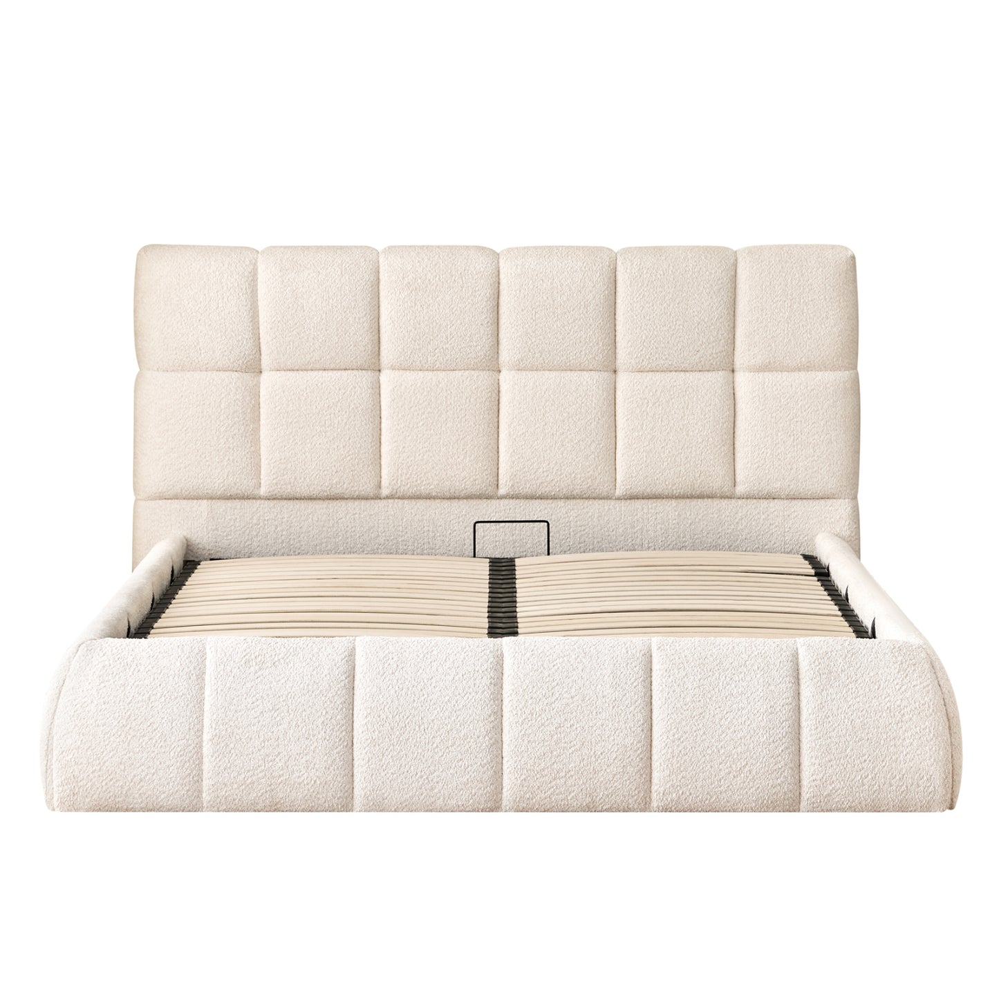 BEDROOM SET 3PCS EDDY HM10883.03 BOUCLE FABRIC IN BEIGE--MELAMINE IN SONAMA