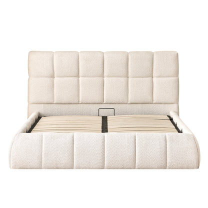 BEDROOM SET 3PCS EDDY HM10883.03 BOUCLE FABRIC IN BEIGE--MELAMINE IN SONAMA