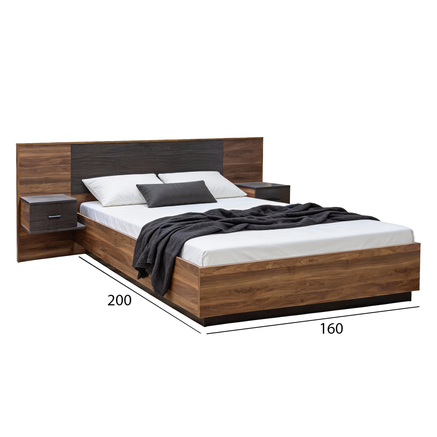 BEDROOM SET 5PCS CARYS HM10888.11 MELAMINE IN WALNUT COLOR