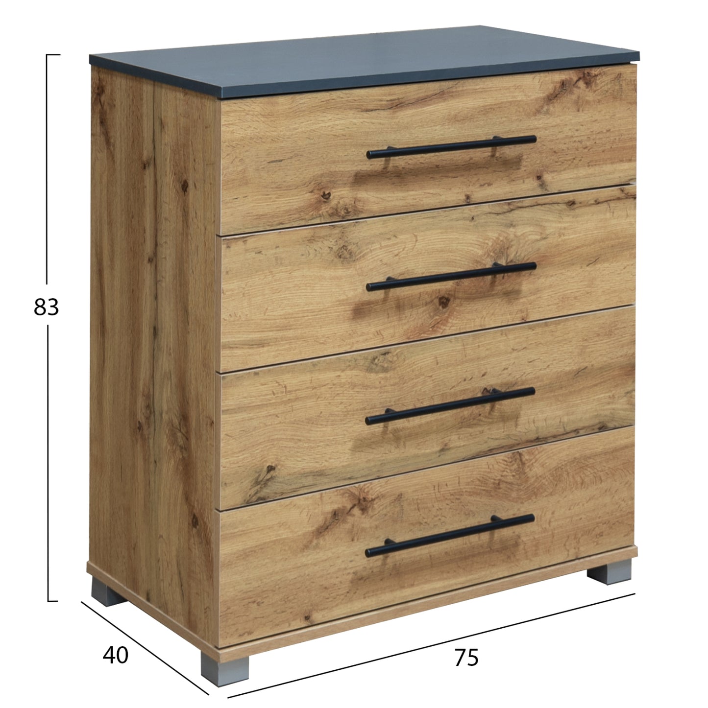 BEDROOM SET 5PCS CARYS HM10888.12 MELAMINE IN NATURAL WOOD COLOR/GREY