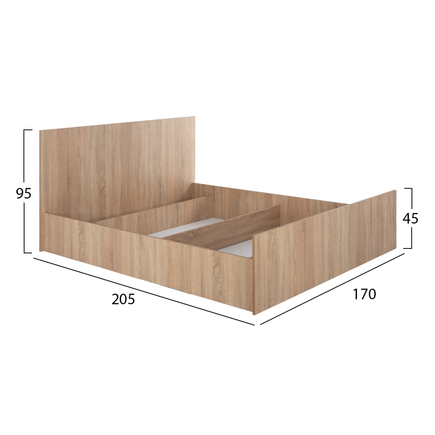 BEDROOM FURNITURE SET 5PCS ADLER HM11758 MELAMINE IN SONAMA OAK-FOR MATTRESS 160x200cm