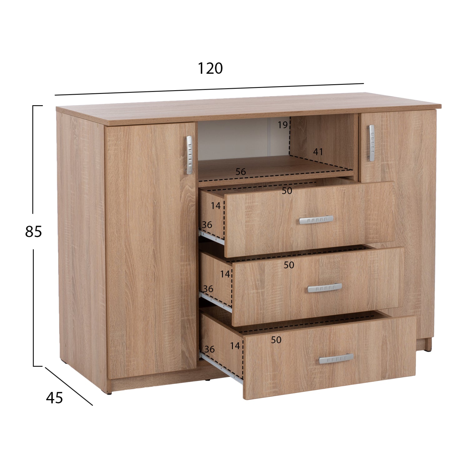 BEDROOM FURNITURE SET 5PCS ADLER HM11758 MELAMINE IN SONAMA OAK-FOR MATTRESS 160x200cm