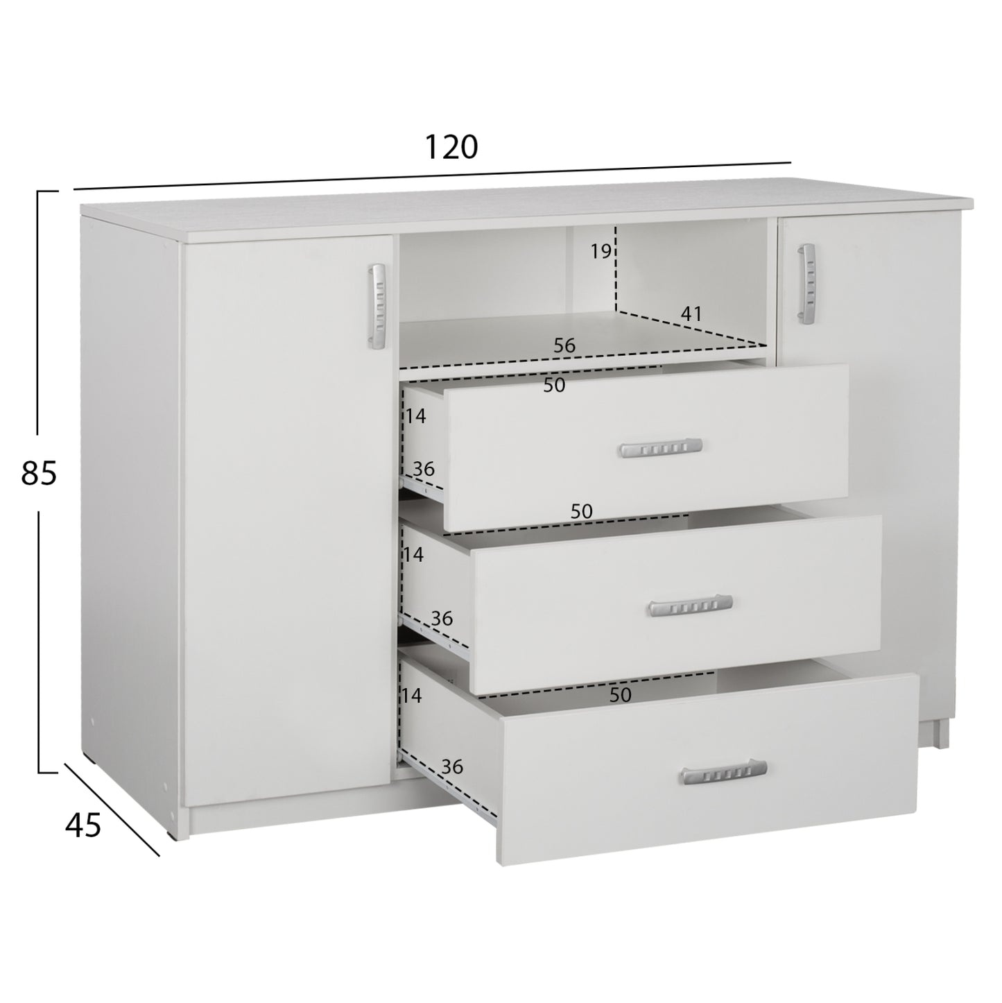 BEDROOM FURNITURE SET 5PCS ADLER HM11758.03 MELAMINE IN WHITE-FOR MATTRESS 160x200cm