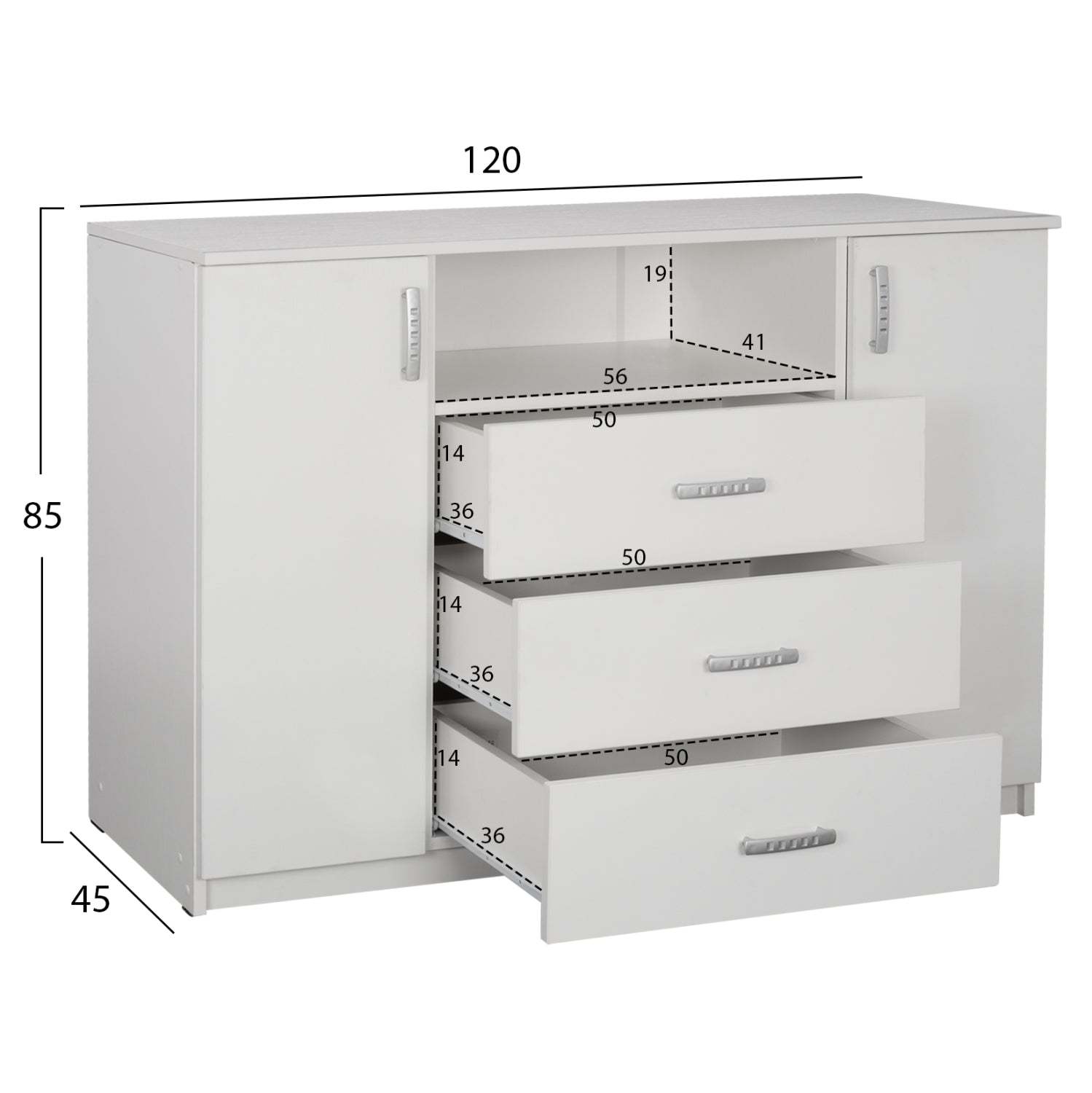 BEDROOM FURNITURE SET 5PCS ADLER HM11758.03 MELAMINE IN WHITE-FOR MATTRESS 160x200cm