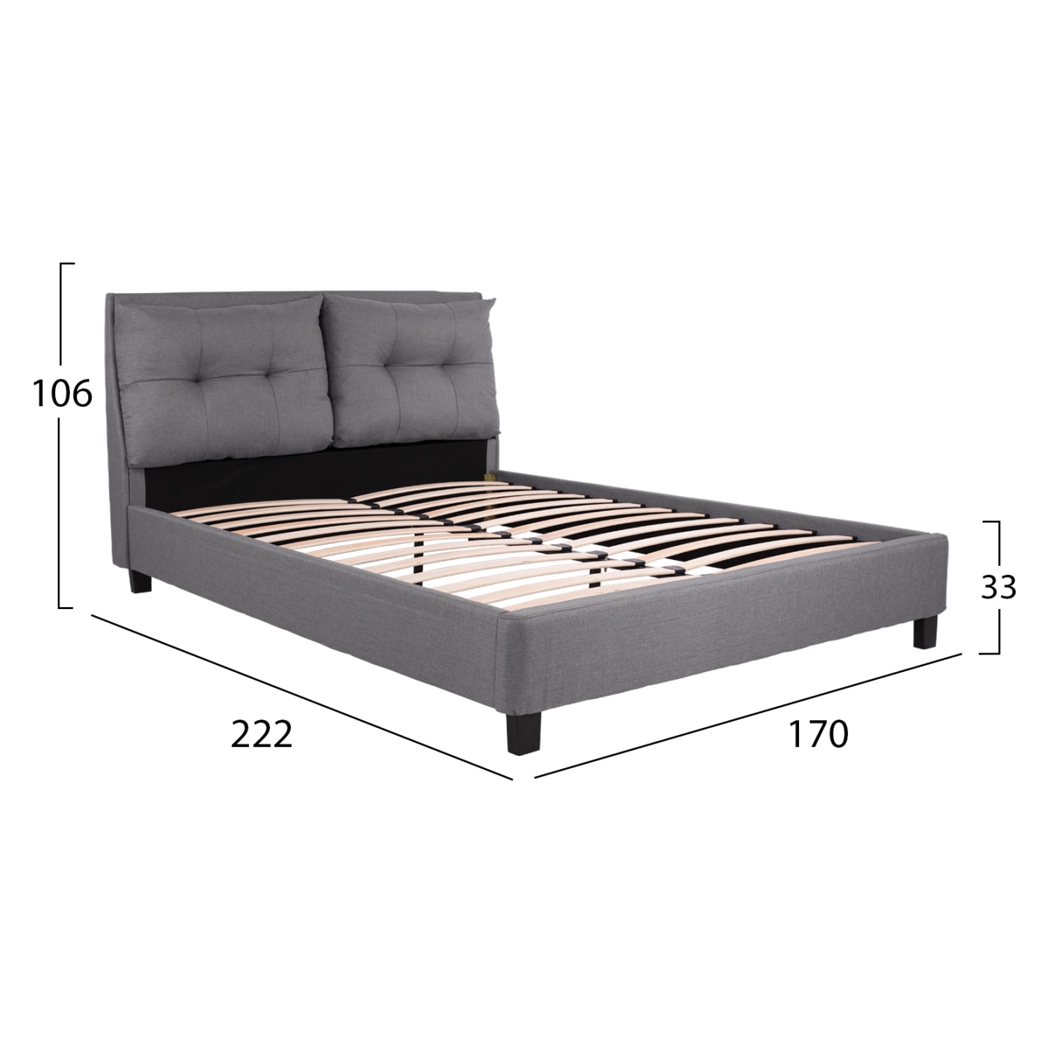 BEDROOM SET 6PCS CARLY HM10884.05 MELAMINE IN WHITE--GREY FABRIC