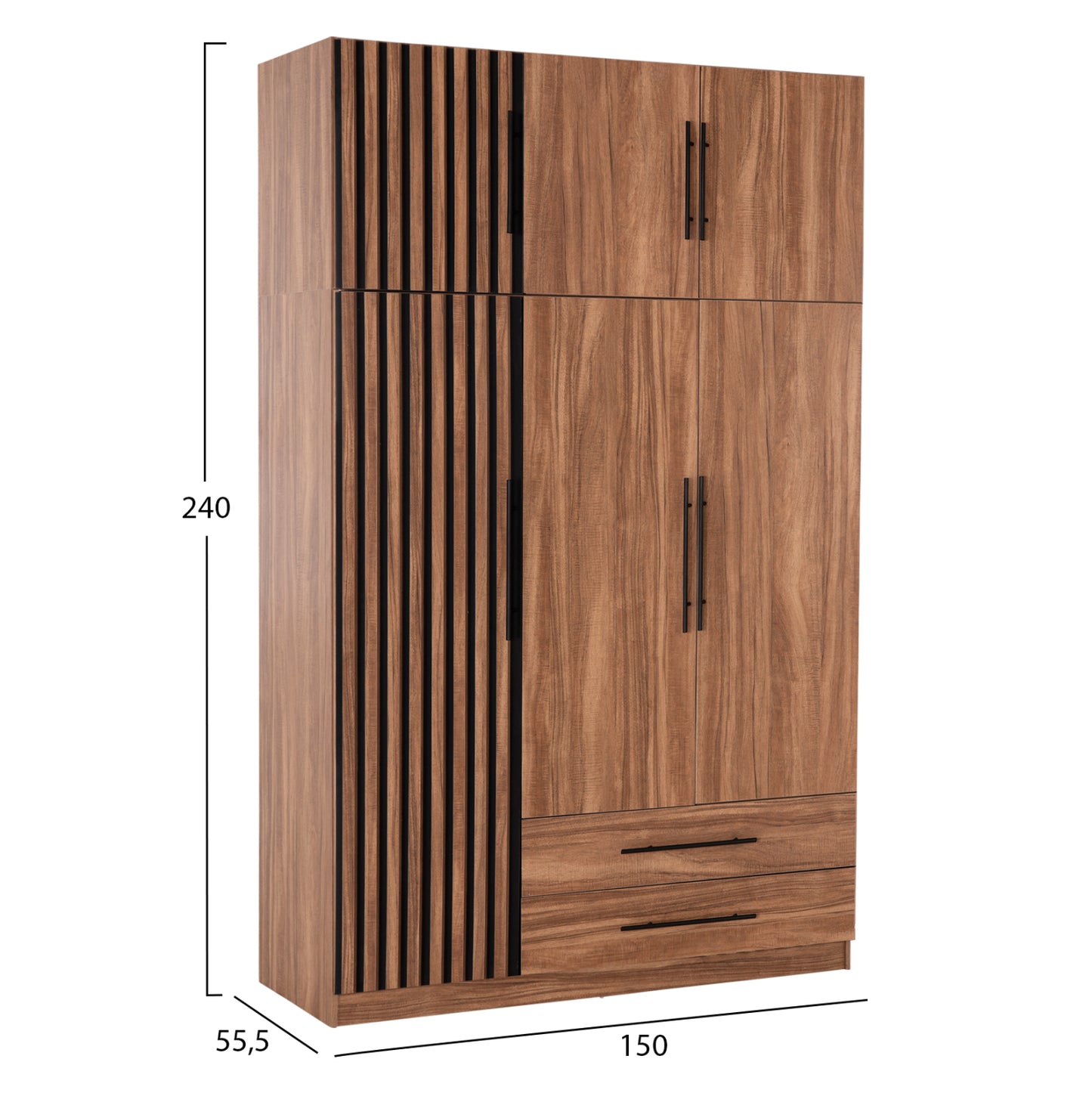 BEDROOM FURNITURE SET 5PCS HARRY HM10913.01 MELAMINE IN NATURAL WOOD & BLACK--FOR MATTRESS 160x200cm