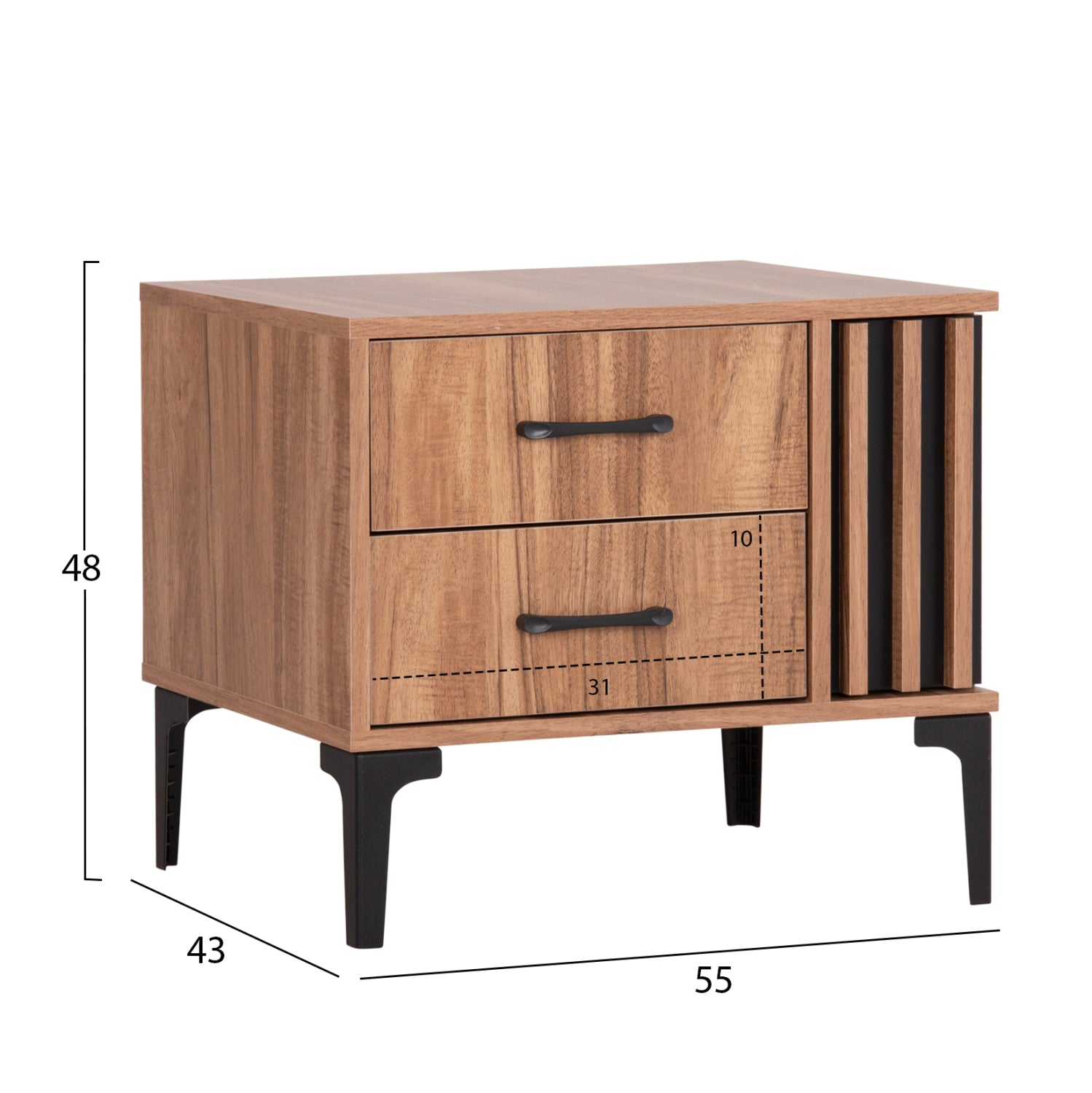 BEDROOM FURNITURE SET 6PCS HARRY HM10912.01 MELAMINE IN NATURAL WOOD & BLACK--FOR MATTRESS 160X200cm