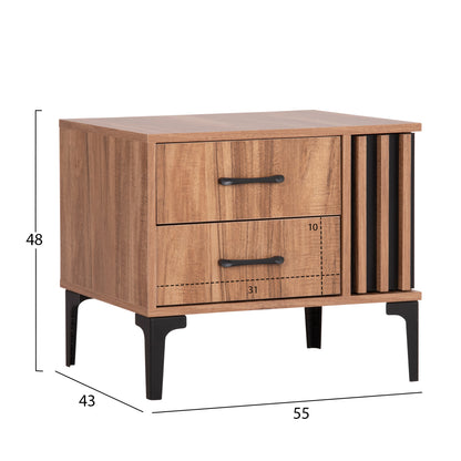 BEDROOM FURNITURE SET 6PCS HARRY HM10912.01 MELAMINE IN NATURAL WOOD & BLACK--FOR MATTRESS 160X200cm