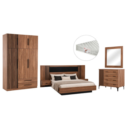 BEDROOM MELAMINE FURNITURE SET 6PCS HARRY HM11213 WITH MATTRESS 160x200cm