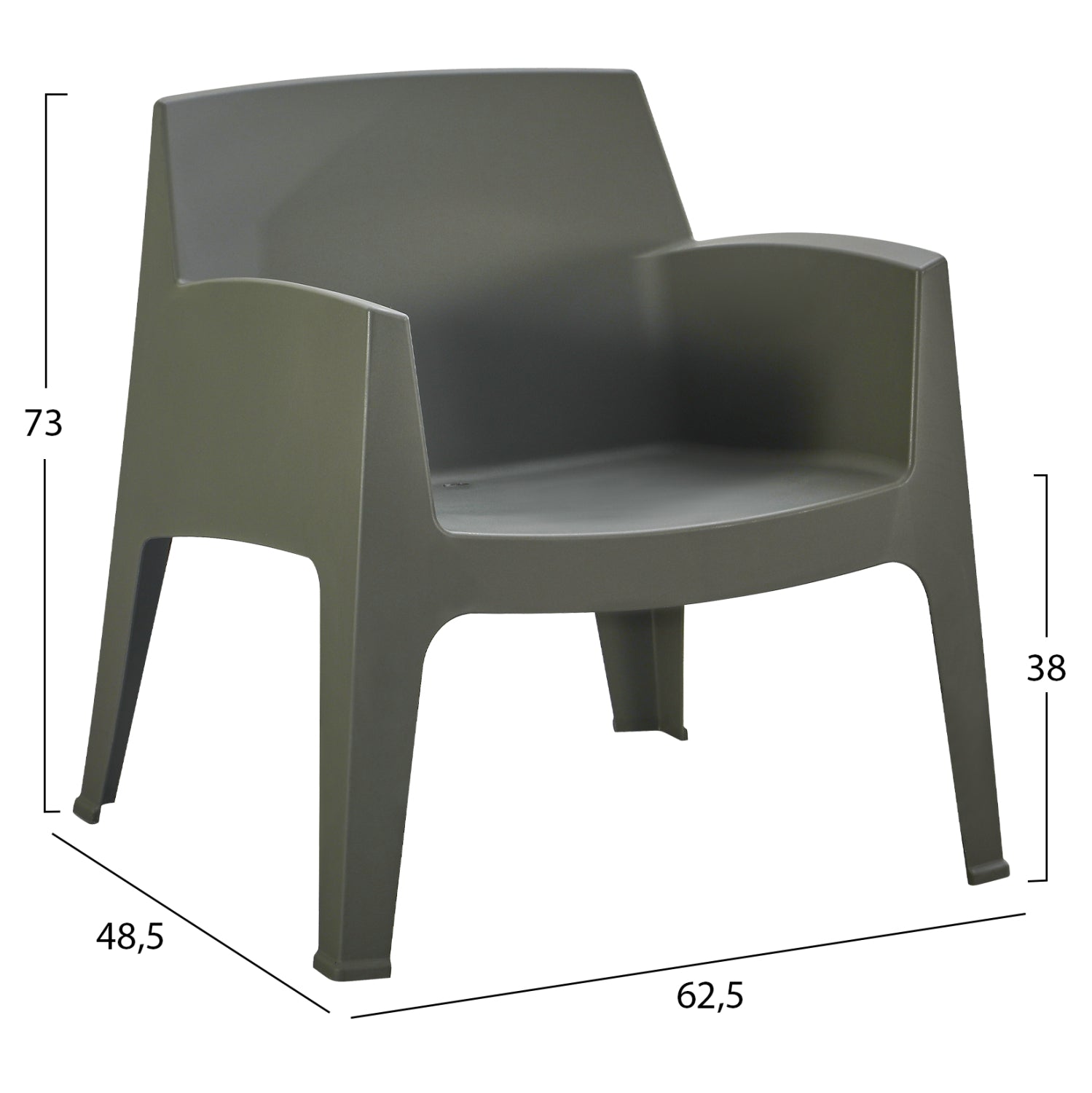 LOUNGE SET 3PCS SLEEK HM21274.05 DARK OLIVE GREEN POLYPROPYLENE