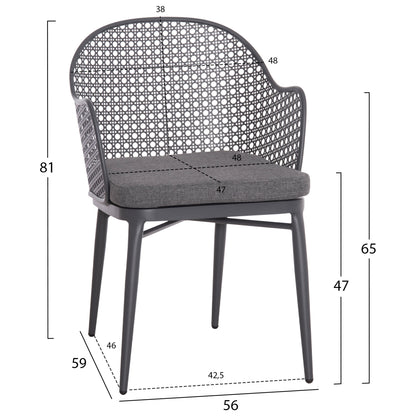 OUTDOOR LOUNGE SET 3PCS OREGO HM21106.01 ALUMINUM IN DARK GREY COLOR
