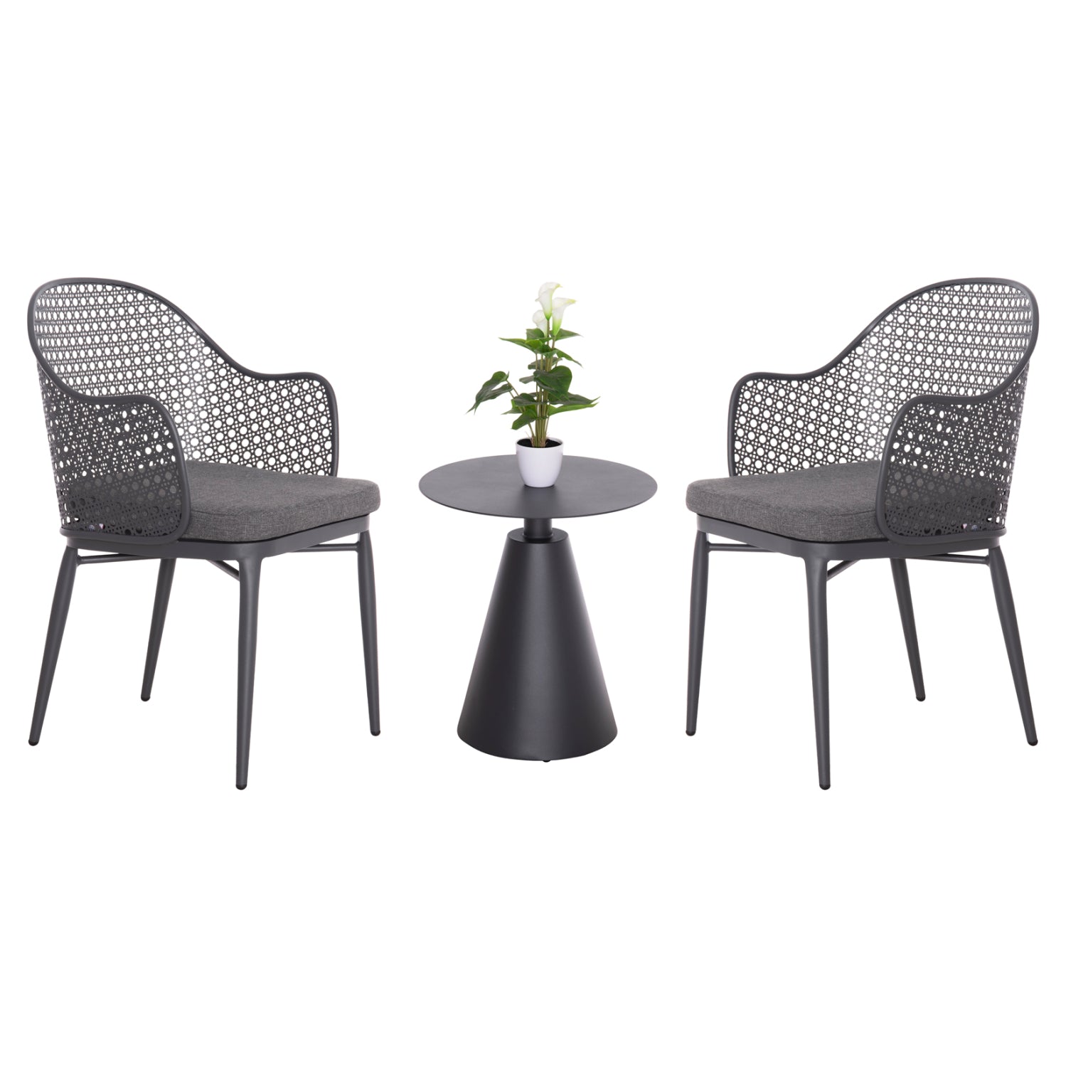 OUTDOOR LOUNGE SET 3PCS OREGO HM21106.01 ALUMINUM IN DARK GREY COLOR