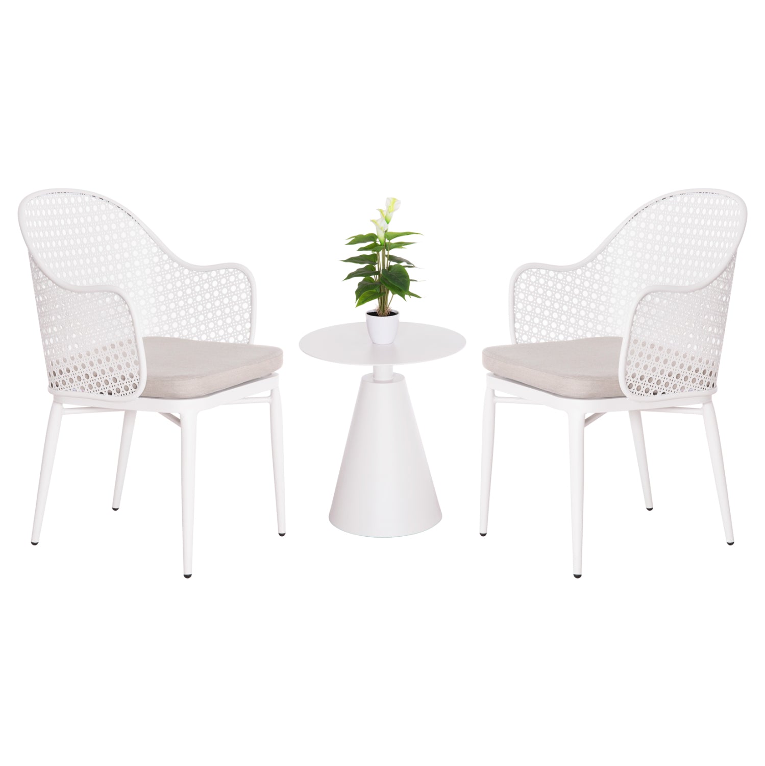 OUTDOOR LOUNGE SET 3PCS OREGO HM21106.02 ALUMINUM IN WHITE COLOR