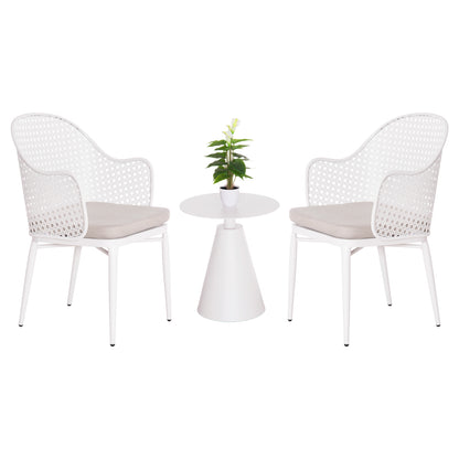 OUTDOOR LOUNGE SET 3PCS OREGO HM21106.02 ALUMINUM IN WHITE COLOR