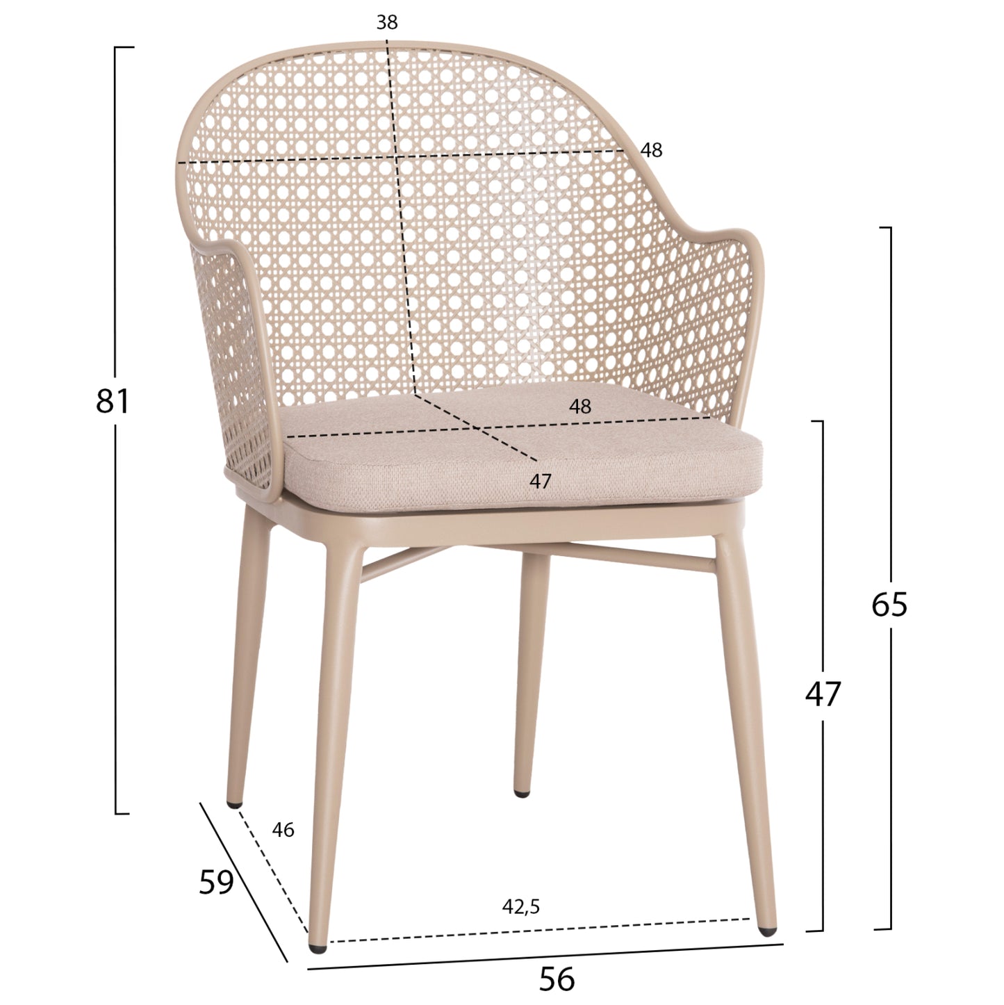 OUTDOOR LOUNGE SET 3PCS OREGO HM21106.03 ALUMINUM IN CAPPUCCINO COLOR