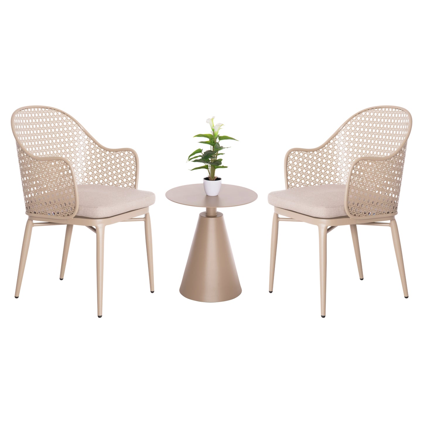 OUTDOOR LOUNGE SET 3PCS OREGO HM21106.03 ALUMINUM IN CAPPUCCINO COLOR