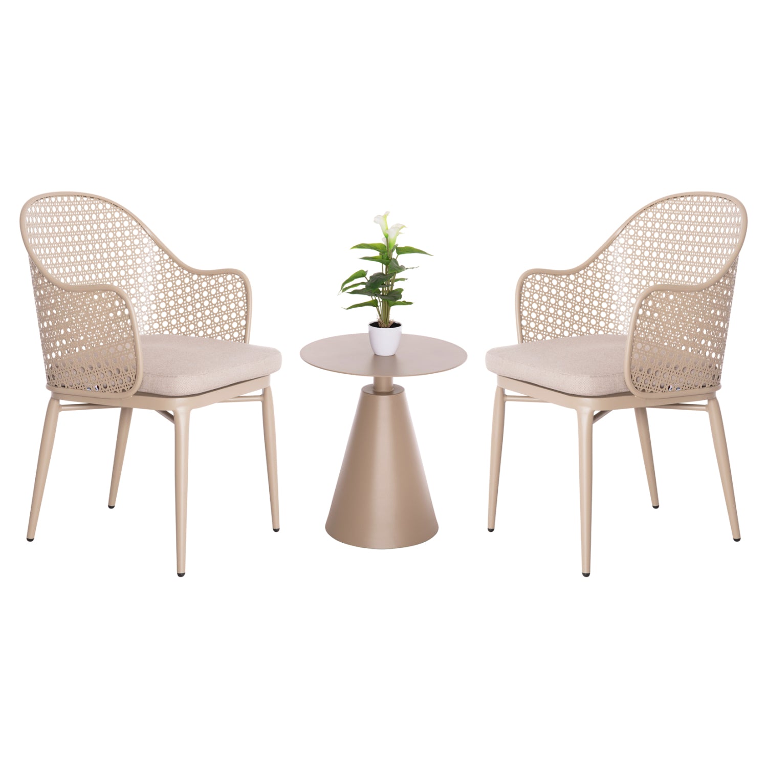 OUTDOOR LOUNGE SET 3PCS OREGO HM21106.03 ALUMINUM IN CAPPUCCINO COLOR