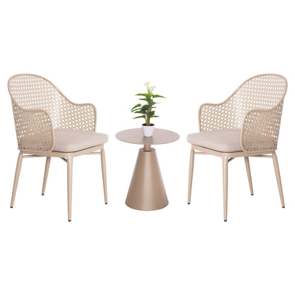 OUTDOOR LOUNGE SET 3PCS OREGO HM21106.03 ALUMINUM IN CAPPUCCINO COLOR