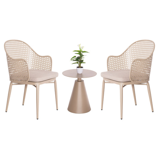 OUTDOOR LOUNGE SET 3PCS OREGO HM21106.03 ALUMINUM IN CAPPUCCINO COLOR