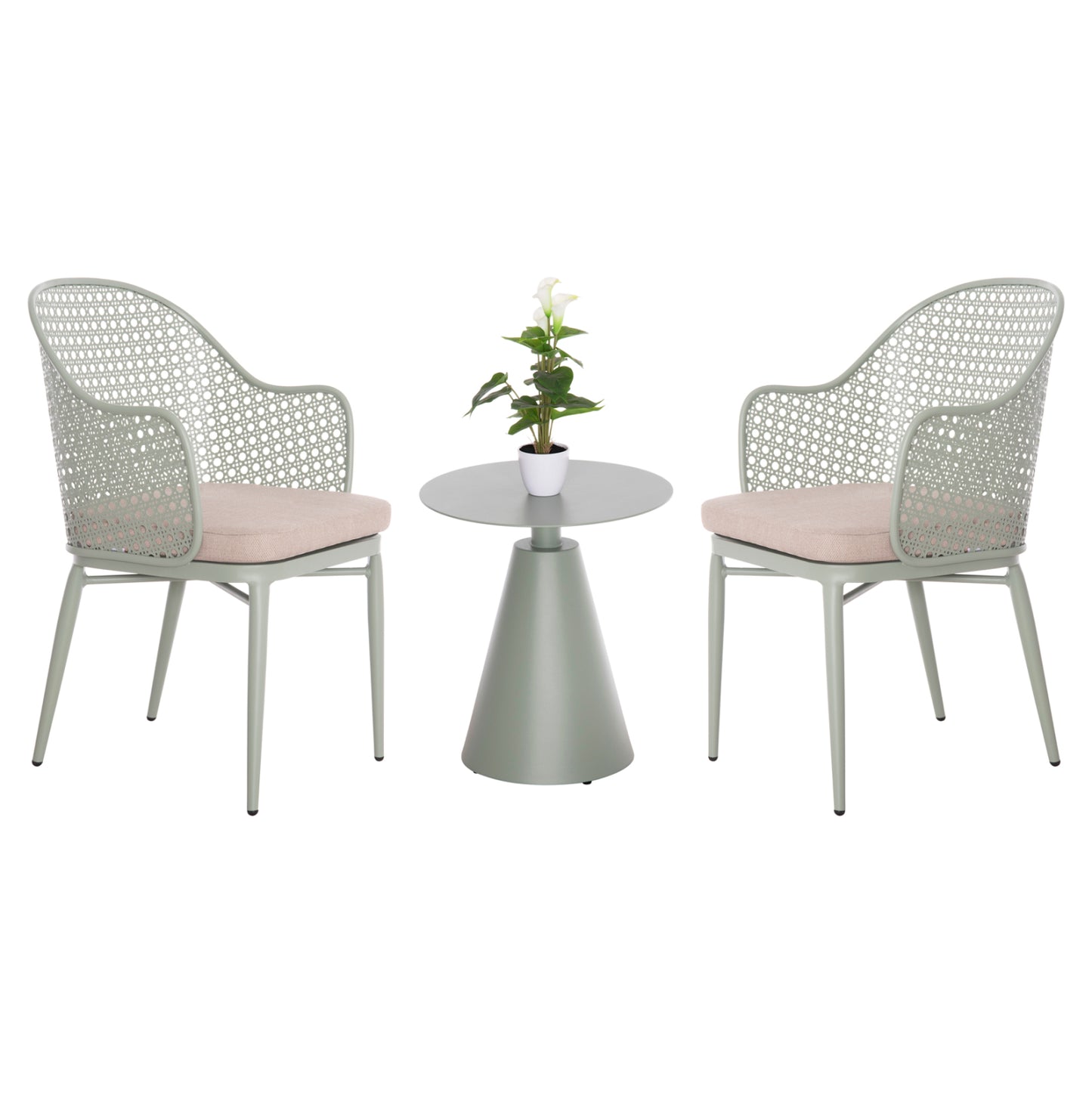 OUTDOOR LOUNGE SET 3PCS OREGO HM21106.06 ALUMINUM IN PISTACHIO GREEN COLOR