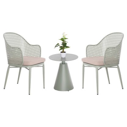 OUTDOOR LOUNGE SET 3PCS OREGO HM21106.06 ALUMINUM IN PISTACHIO GREEN COLOR