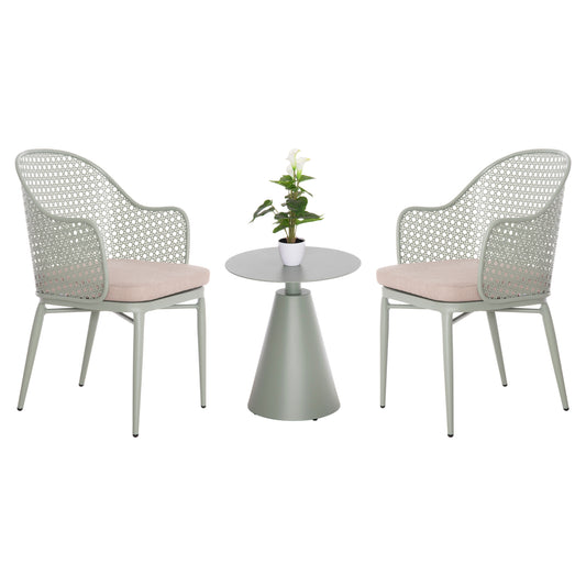 OUTDOOR LOUNGE SET 3PCS OREGO HM21106.06 ALUMINUM IN PISTACHIO GREEN COLOR