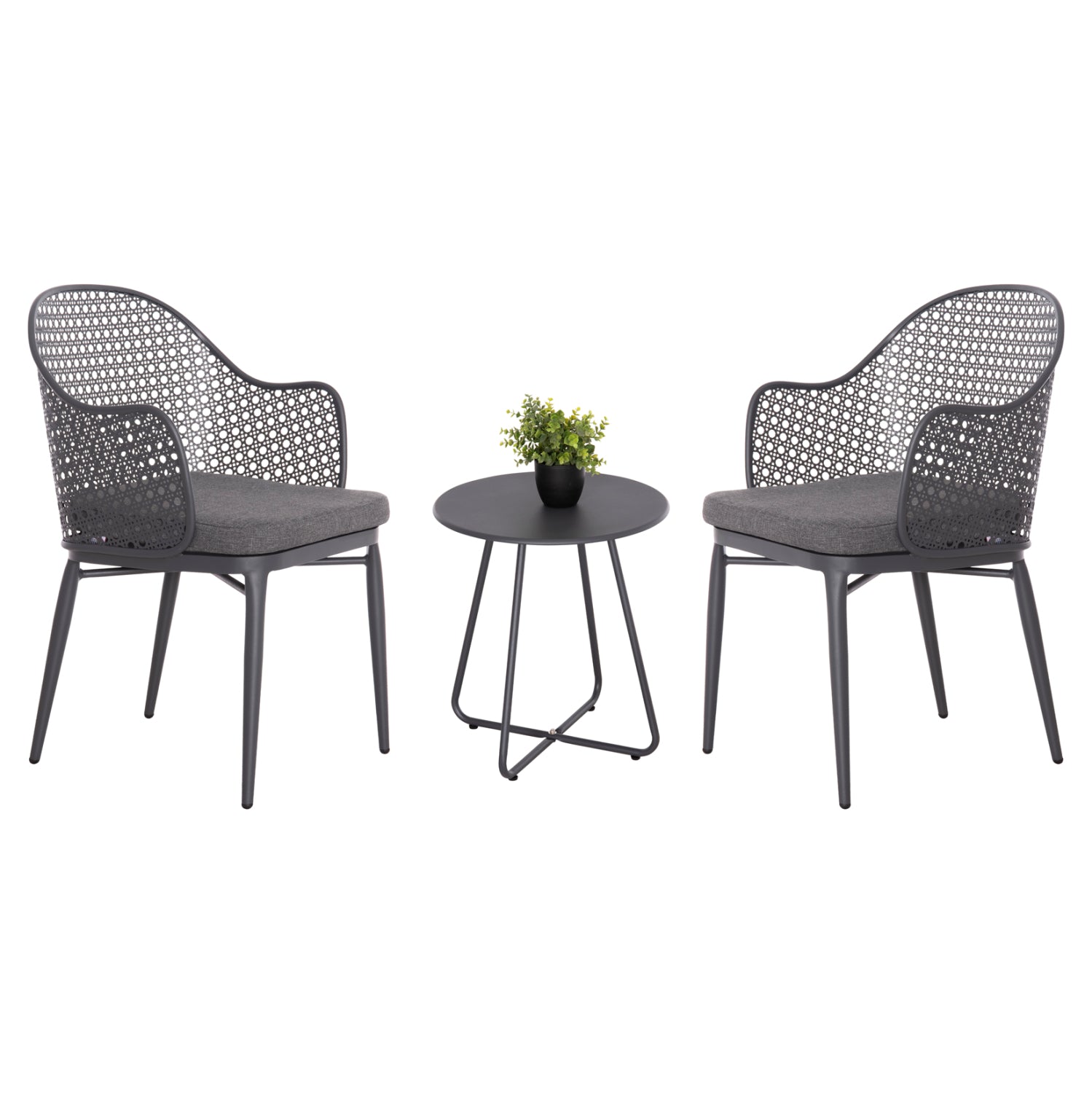 OUTDOOR LOUNGE SET 3PCS OREGO HM21107.01 ALUMINUM & METAL IN DARK GREY COLOR