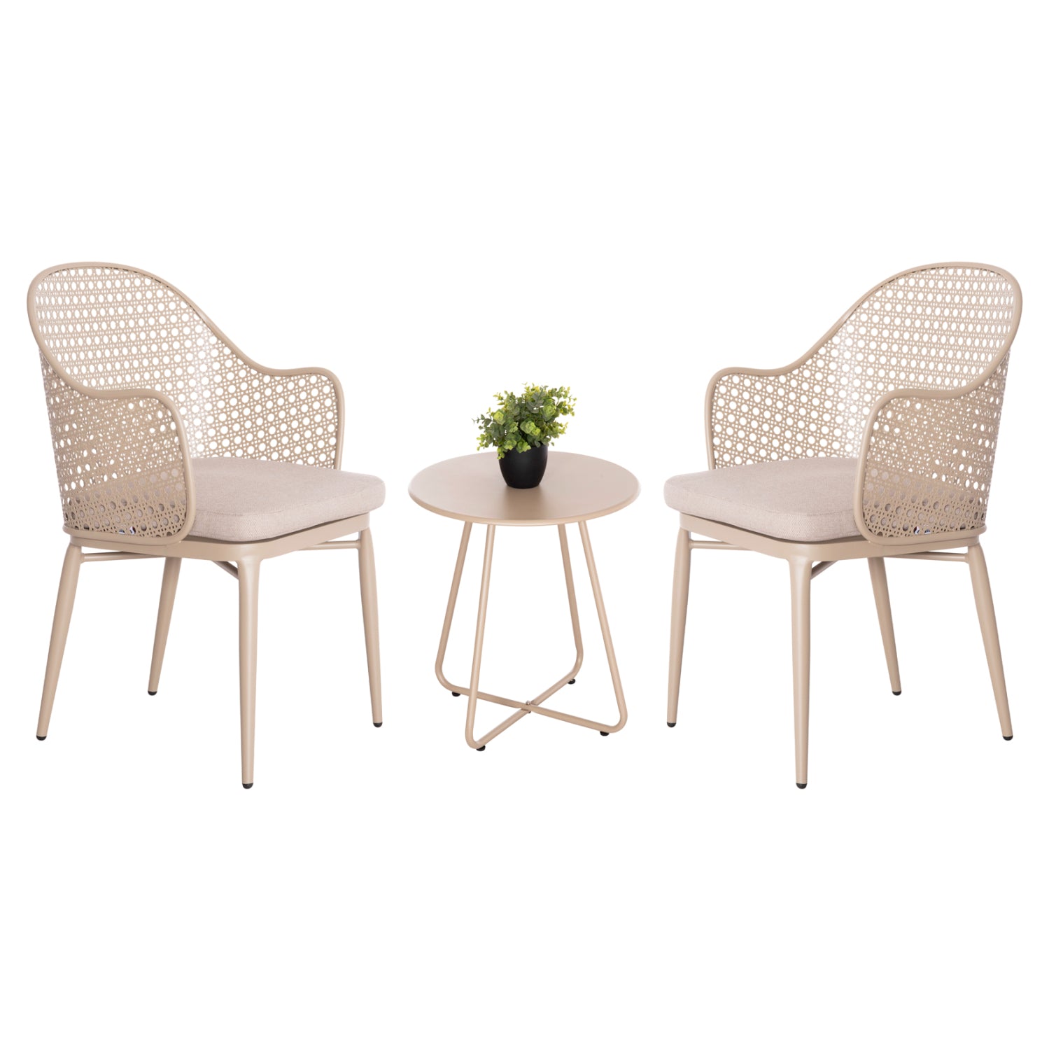 OUTDOOR LOUNGE SET 3PCS OREGO HM21107.03 ALUMINUM & METAL IN CAPPUCCINO COLOR