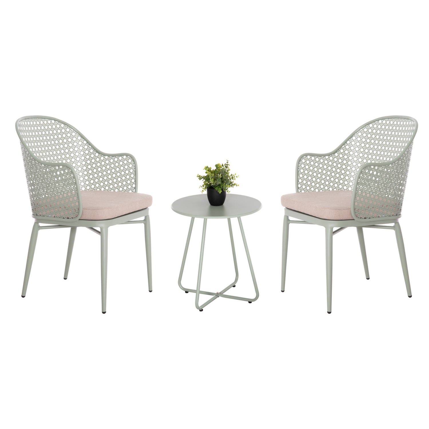 OUTDOOR LOUNGE SET 3PCS OREGO HM21107.06 ALUMINUM & METAL IN PISTACHIO GREEN COLOR
