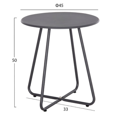 OUTDOOR LOUNGE SET 3PCS PONY HM21193 METAL COFFEE TABLE IN GREY--WICKER RATTAN IN BLACK & WHITE