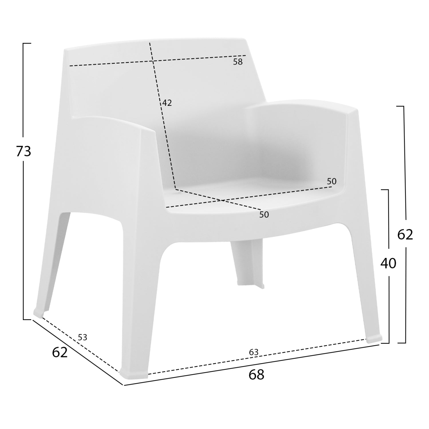 LOUNGE SET 4PCS SLEEK HM21275.01 POLYPROPYLENE IN WHITE
