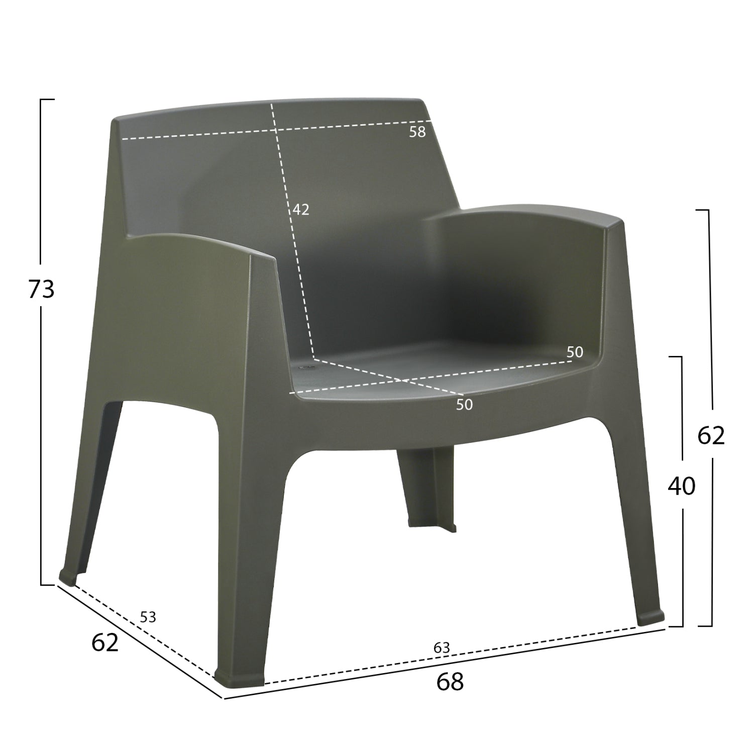 LOUNGE SET 4PCS SLEEK HM21275.05 POLYPROPYLENE IN DARK OLIVE GREEN