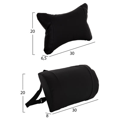 SET OF HEAD AND LUMBAR SUPPORT CUSHIONS IN BLACK COLOR
