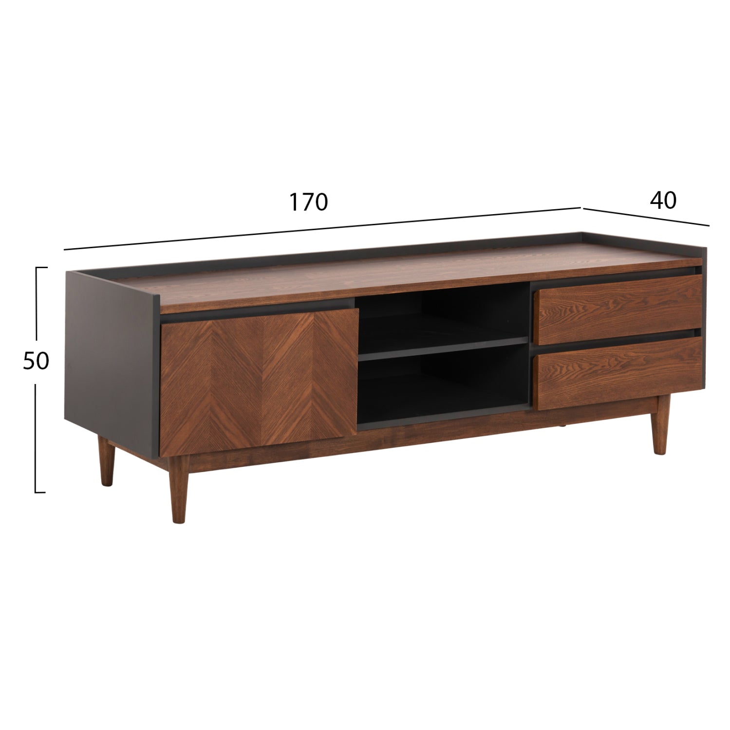 SET 2PCS SIDEBOARD & TV STAND BEEN HM21344 MDF WITH WALNUT WOOD VENEER