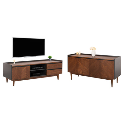 SET 2PCS SIDEBOARD & TV STAND BEEN HM21344 MDF WITH WALNUT WOOD VENEER