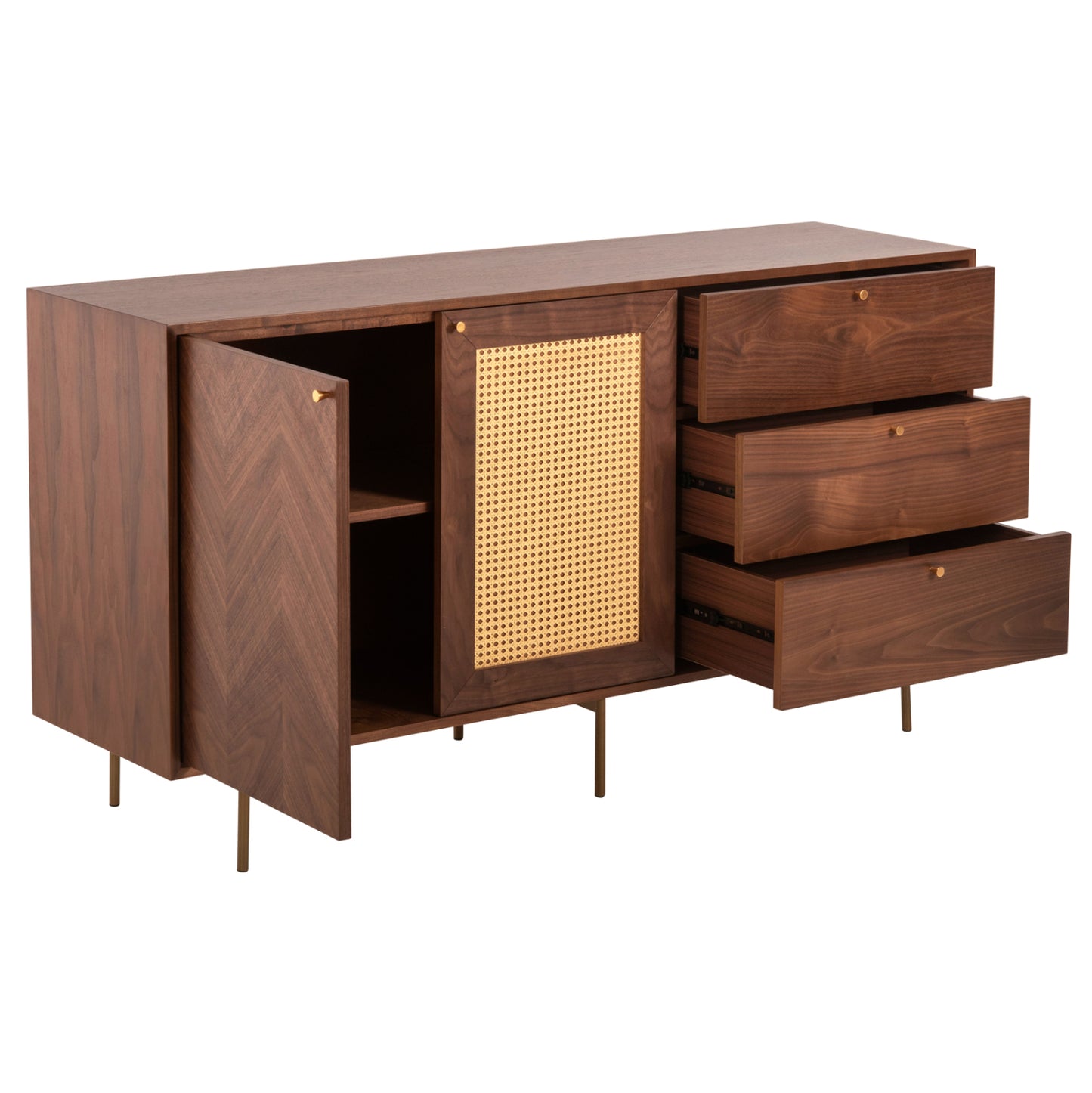 SET 2PCS SIDEBOARD & TV STAND MEEN HM21343 MDF WITH WALNUT WOOD VENEER