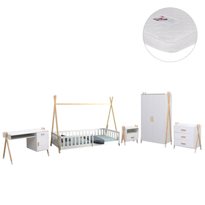 CHILDREN'S ROOM 6PCS SET PACK PASCHAL HM21337 PINE WOOD--MELAMINE-WHITE