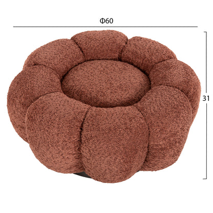 SET SWIVELLING ARMCHAIR WITH ROUND STOOL GRYMM HM10928.02 PINK BOUCLE FABRIC