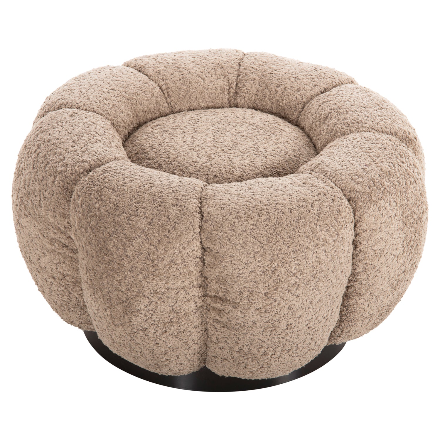 SET SWIVELLING ARMCHAIR WITH ROUND STOOL GRYMM HM10928.08 BROWNISH BEIGE BOUCLE FABRIC