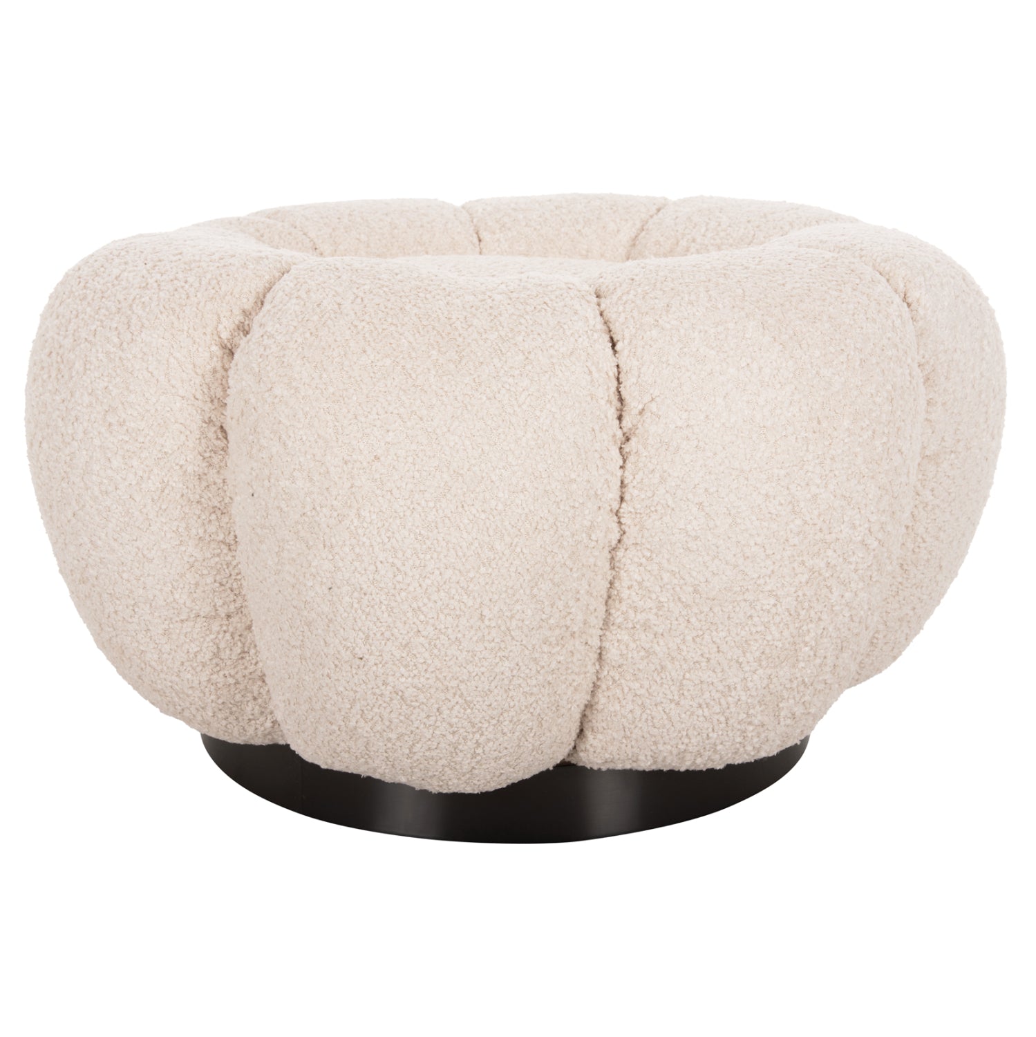 SET SWIVELLING ARMCHAIR WITH ROUND STOOL GRYMM HM10928.06 ECRU BOUCLE FABRIC