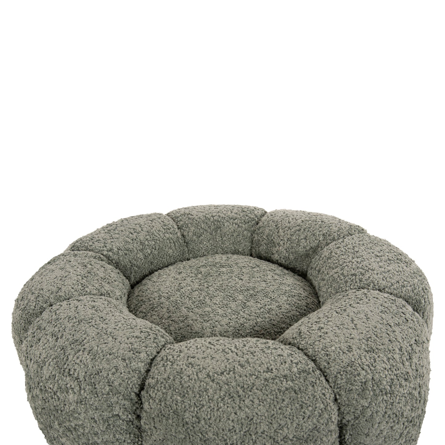 SET SWIVELLING ARMCHAIR WITH ROUND STOOL GRYMM HM10928.05 PISTACHIO GREEN BOUCLE FABRIC