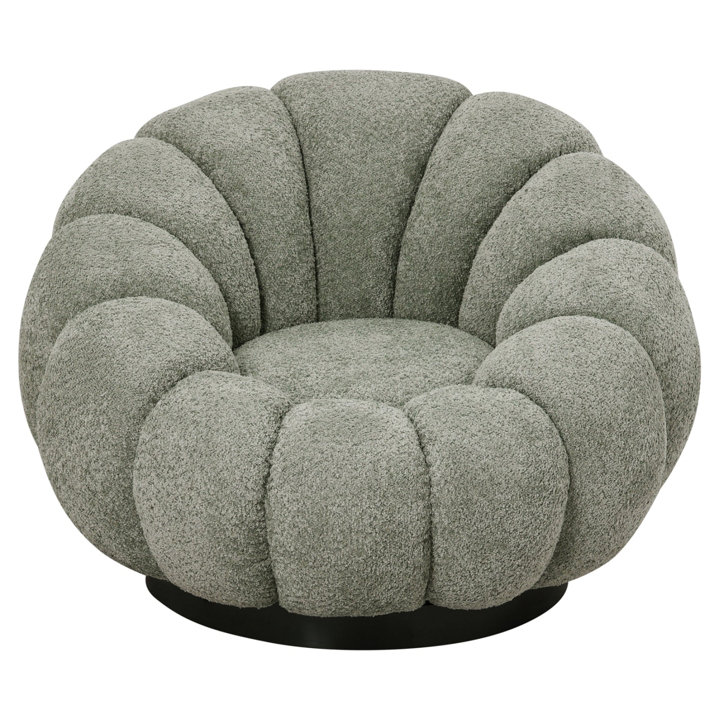 SET SWIVELLING ARMCHAIR WITH ROUND STOOL GRYMM HM10928.05 PISTACHIO GREEN BOUCLE FABRIC