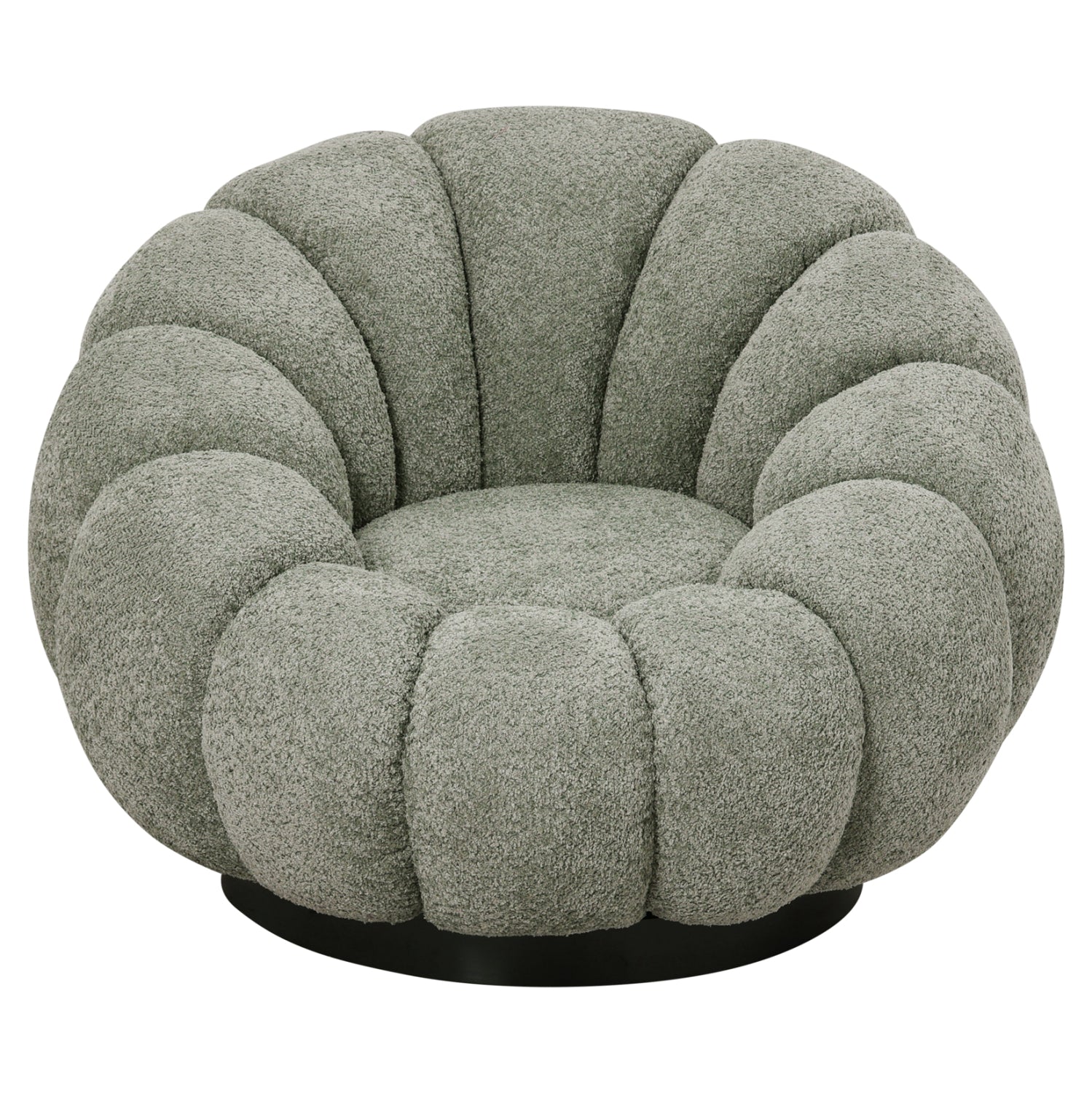 SET SWIVELLING ARMCHAIR WITH ROUND STOOL GRYMM HM10928.05 PISTACHIO GREEN BOUCLE FABRIC